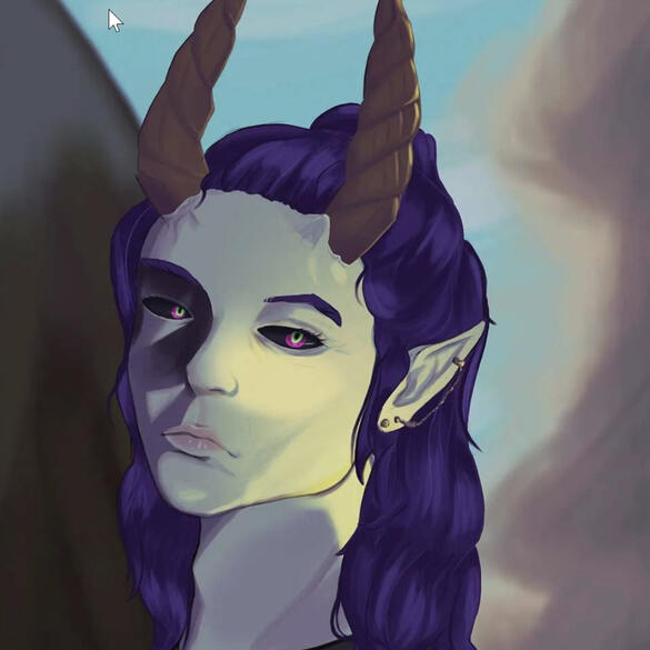 Qube's profile image, a horned fantasy character